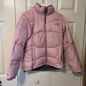 Pink & Gray North Face Puffer Women's Jacket